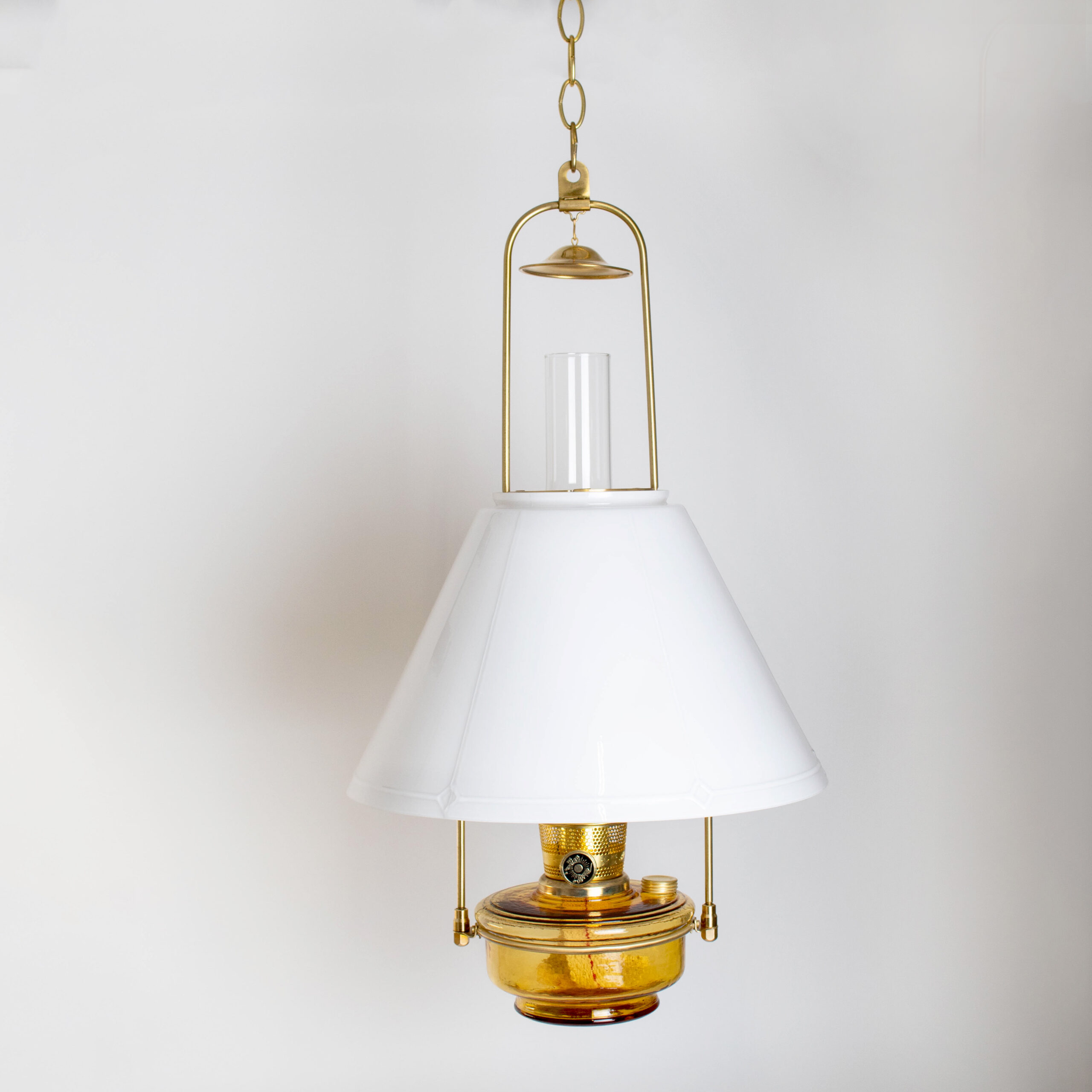 Honey Amber Glass Regency Aladdin Hanging Lamp